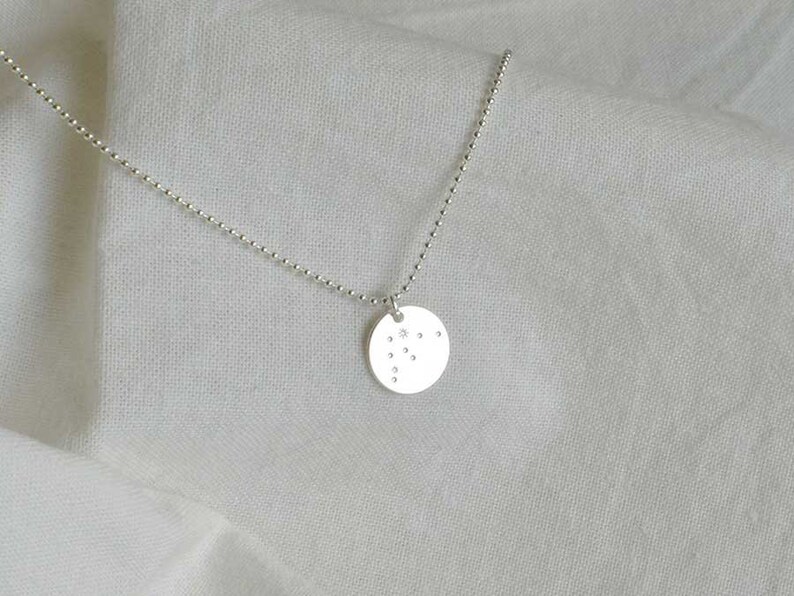 Zodiac Necklace silver with AQUARIUS charm, Zodiac pendant, Astrology necklace, Zodiac Constellation, boho handmade jewelry by renna deluxe image 1