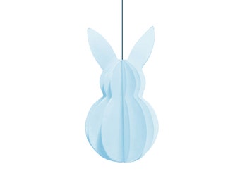 Conejo de Pascua hecho de papel azul claro decoración hygge estilo pastel danés reciclado por renna deluxe