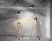Tripod lamp stand, oak, black, WITHOUT clip lamp