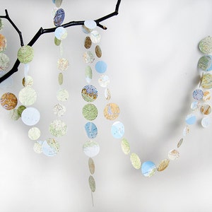 Paper Garland circles Atlas made of vintage maps Upcycling of old book by renna deluxe image 4