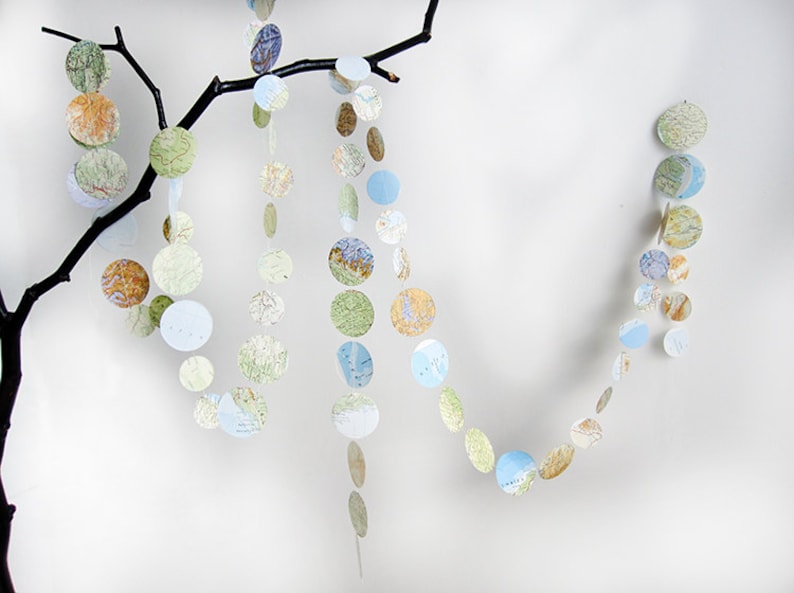 Paper Garland circles Atlas made of vintage maps Upcycling of old book by renna deluxe image 4