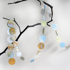 Paper Garland circles Atlas made of vintage maps Upcycling of old book by renna deluxe image 3