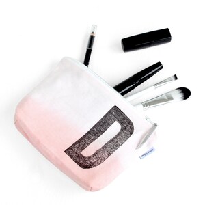 Personalized wash bag dip dyed in PINK rose quartz // initial stamped // monogram of your choice by renna deluxe image 4