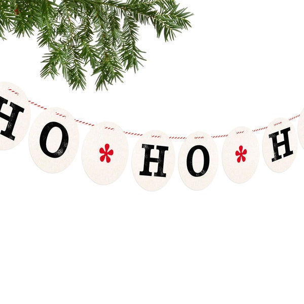 HO HO HO Christmas banner for the Holiday Season // HoHoHo garland decoration by renna deluxe