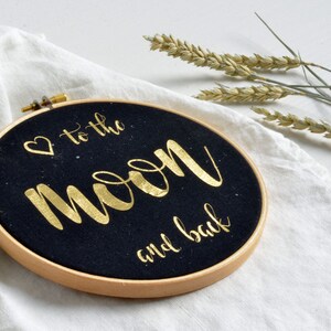 I Love You To The Moon and Back, Typography Wall Art, Gold, Gold Foil Quote, Nursery Print, Baby Room, art by renna deluxe image 2