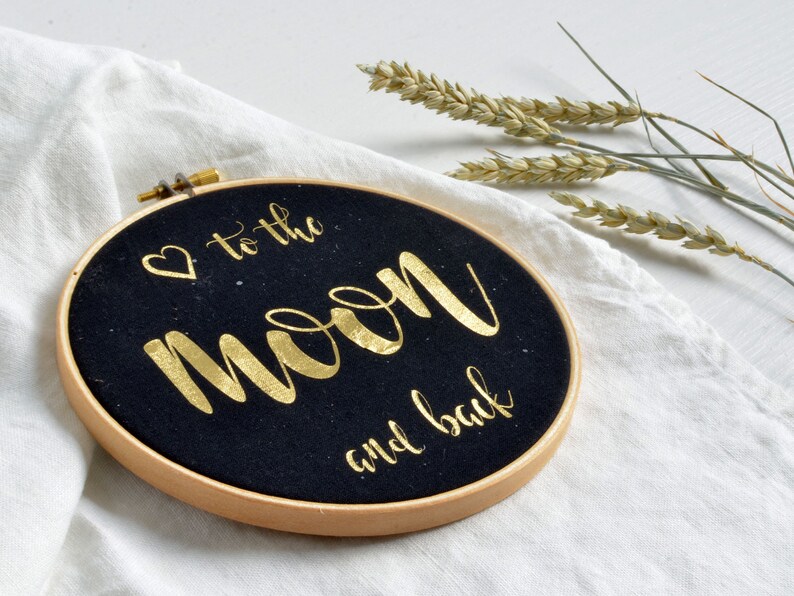 I Love You To The Moon and Back, Tipografía Arte de la pared, Oro, Flor Foil Quote, Nursery Print, Baby Room, arte por renna deluxe imagen 2