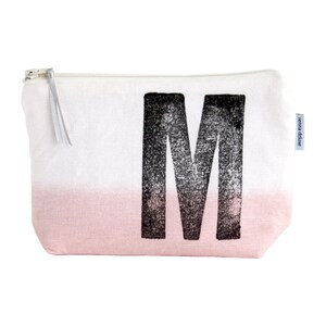 Personalized wash bag dip dyed in PINK rose quartz // initial stamped // monogram of your choice by renna deluxe image 8