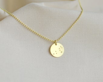 Zodiac Necklace Gold LEO charm, Zodiac pendant necklace, Astrology necklace, Zodiac Constellation, boho handmade jewelry by renna deluxe