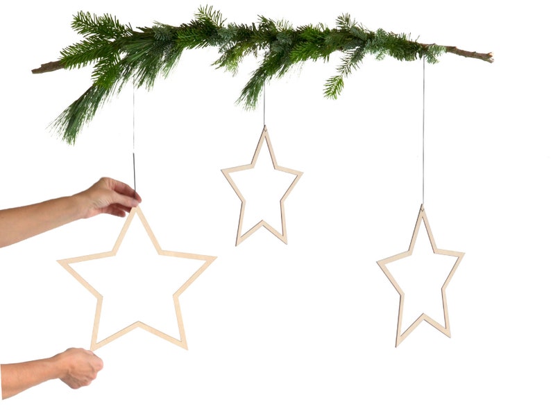 Big STAR set of 3, stars made of wood, christmas star, Christmas Decoration, wooden stars, nordic, scandi, hygge, renna deluxe image 6