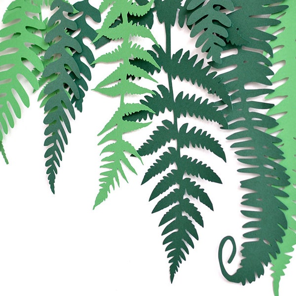 FARN Blätter Girlande, Farnblätter aus Papier, Blatt, Urban Jungle, Dschungel, als Dekoration, Set 15 Blätter