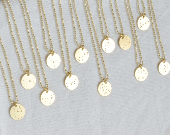 Zodiac Necklace gold with charm, Zodiac pendant necklace, Astrology necklace, Zodiac Constellation, boho handmade jewelry by renna deluxe