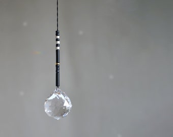 SUNCATCHER Crystal Black White Gold ornement grand verre cristal boho style arc-en-ciel fenêtre suspendue renna deluxe