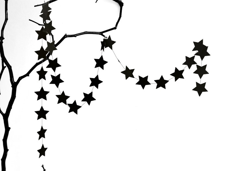 STAR garland in black star garland christmas garland, christmas Decoration, Paper Decoration, Christmas Decoration by renna deluxe Black