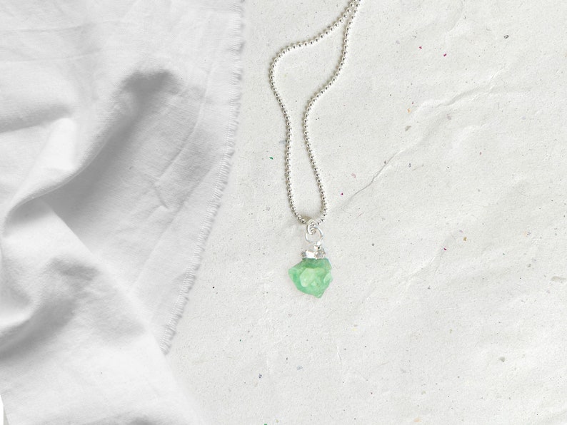 Birthstone MAY necklace silver raw gemstone EMERALD, boho style, Birthday Gift, Christmas Gifts, boho jewelery by renna deluxe image 1