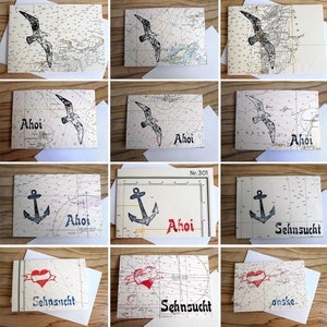 HEART Ahoi greeting card made of original marine chart upcycling by renna deluxe image 4