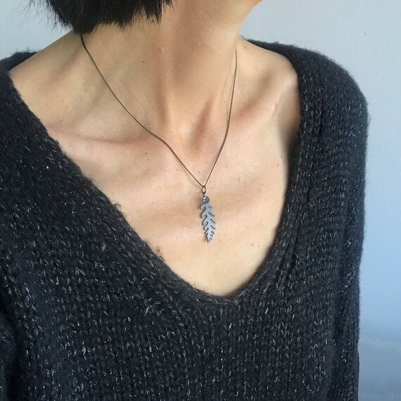 SCHWARZ Farn Kette Mit Ruthenium Und Farn-blatt Anhnger, Natur Schmuck  Elegant, Farnblatt, Boho Stil Minimalistisch Renna Deluxe - Etsy