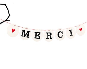 MERCI Girlande // Hochzeitsgirlande, Buchstabengirlande, Schriftzug für die Dankeskarte von renna deluxe