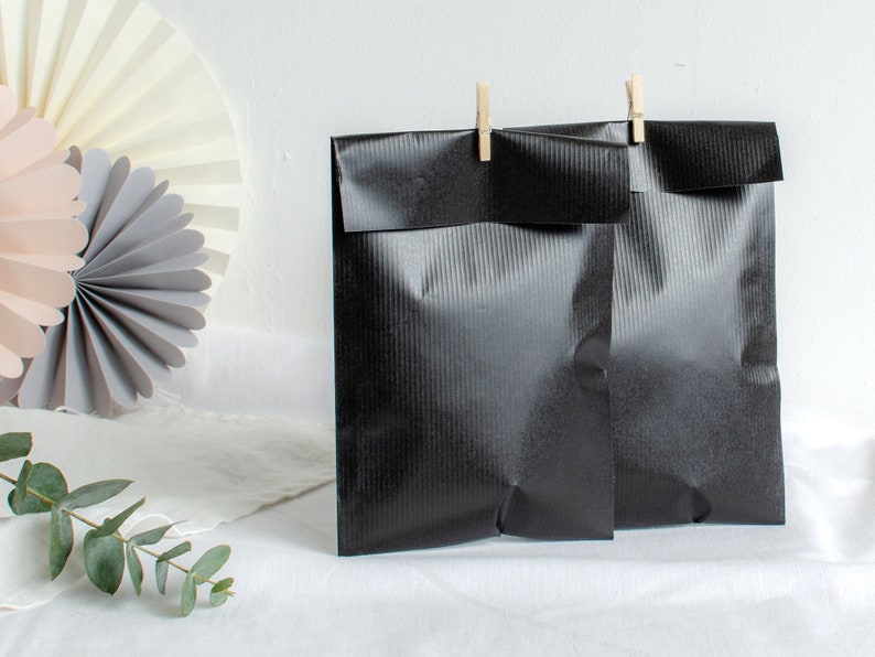 paper bags candy bar BLACK paper bags wedding, paper bags candy, candy bar bags, advent calendar, ramadan calendar, paper bags black white image 1