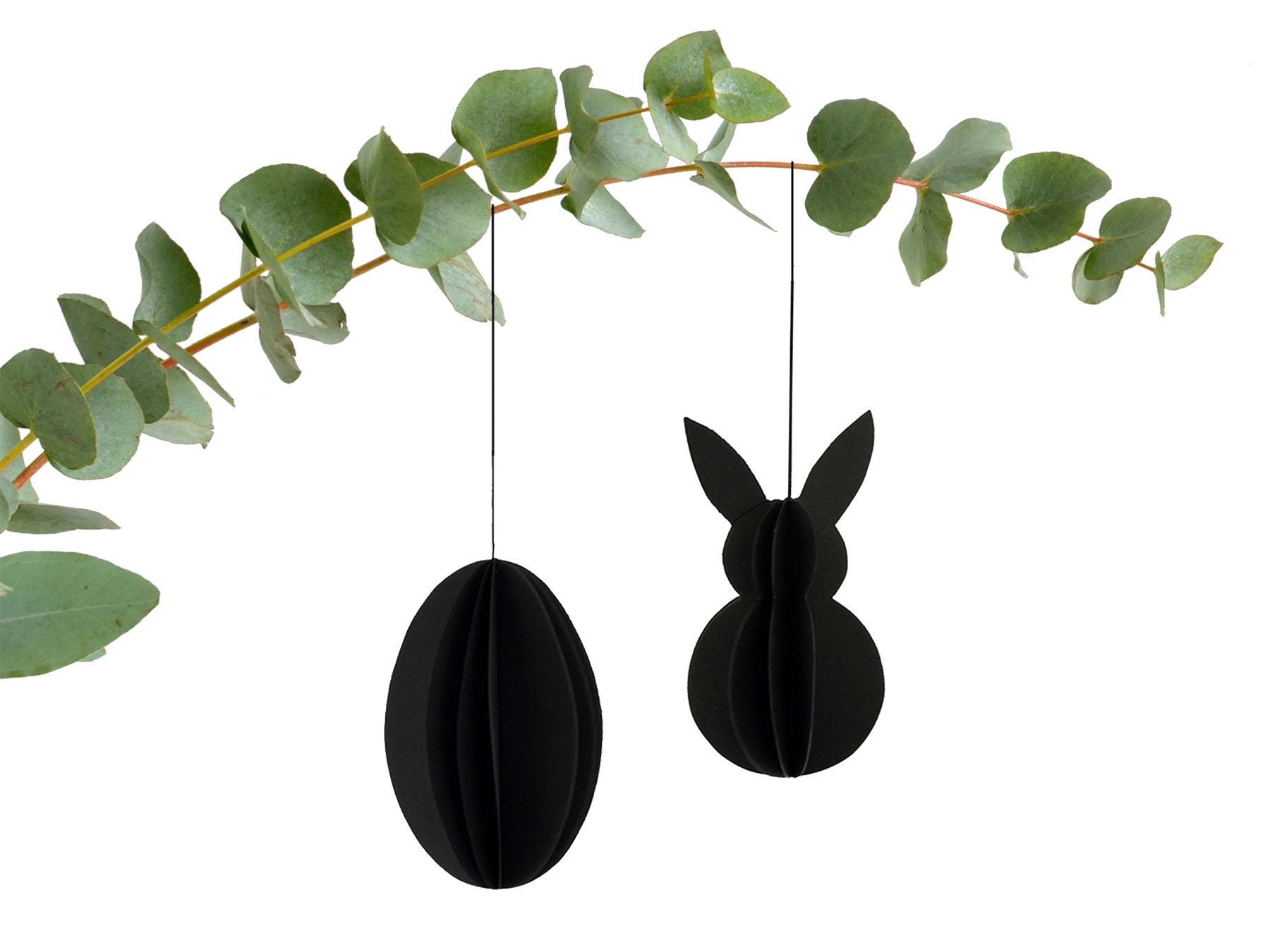 Ornement de Lapin Pâques en Papier Noir Moderne Minimal Ornements Printemps Décoration Suspendue Par