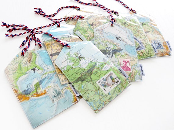 Tassen & portemonnees Bagage & Reizen Bagagelabels map Gray and natural Luggage  Tag 