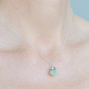 Birthstone MAY necklace silver raw gemstone EMERALD, boho style, Birthday Gift, Christmas Gifts, boho jewelery by renna deluxe image 2