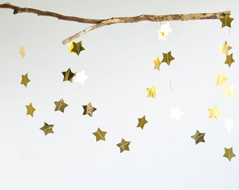 Guirlande d'étoiles dorées brillantes, guirlande d'étoiles dorées, déco de fête, Renna deluxe