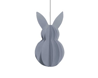 Ornement de lapin de Pâques en papier gris hygge décor recyclé par renna deluxe