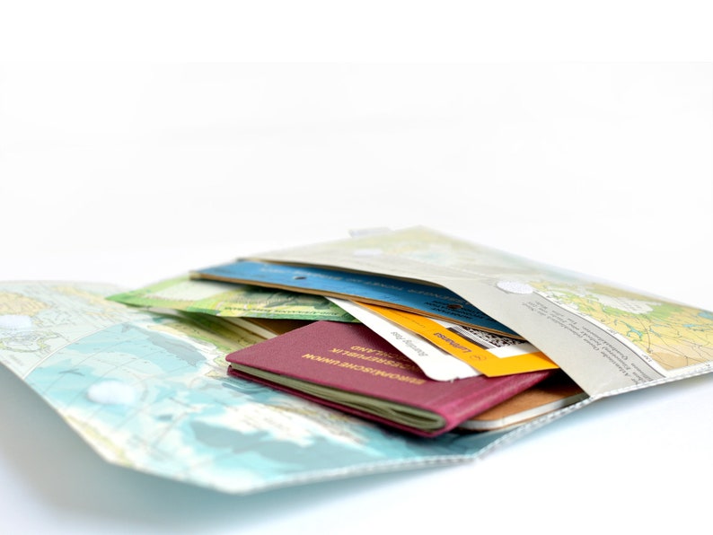 Travel wallet for passport tickets map Design handmade from Etsy