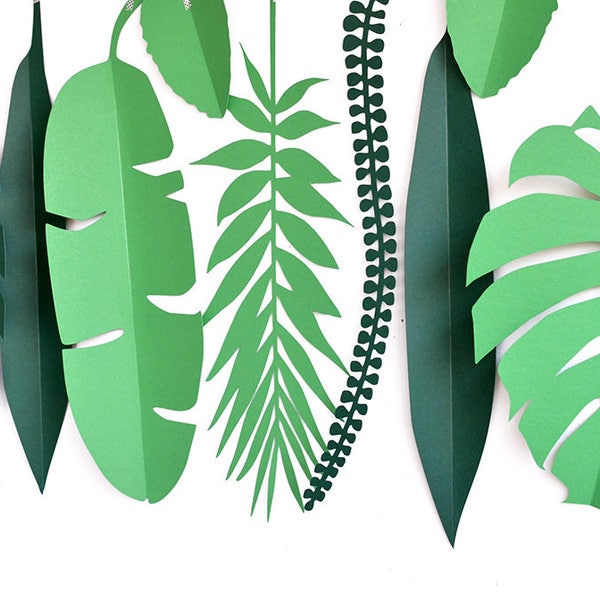 Girlande, Monstera, Palme, Tropische Blätter, Urban Jungle, Dschungel, als Dekoration, Set 15 Blätter