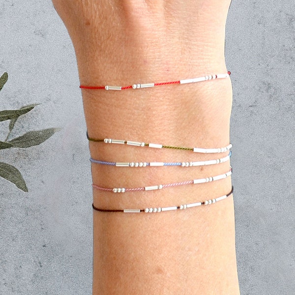 Morse Code Armband Silber Achtsamkeit Morsearmband Morsezeichen Affirmation Armband minimalistisch renna deluxe