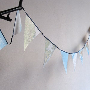 World Map bunting fait de feuilles de route vintage, wanderlust, upcycling faite par renna deluxe image 5