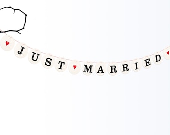 JUST MARRIED bunting // Wedding bunting voor foto prob, fotohokje, deco van renna deluxe