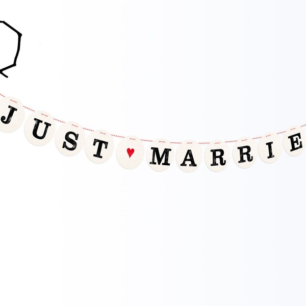 JUST MARRIED bunting // Wedding bunting voor foto prob, fotohokje, deco van renna deluxe