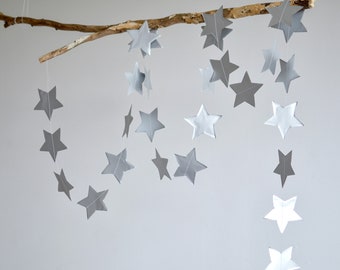 STAR garland in Silver, Paper Garland, Wedding Garland, Wedding Decoration, Paper Decoration, Christmas Decoration by renna deluxe