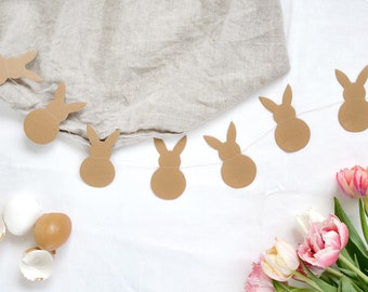 Easter bunny garland made of kraft paper modern hygge scandi nordic easter Ornaments Spring Hanging decoration by renna deluxe