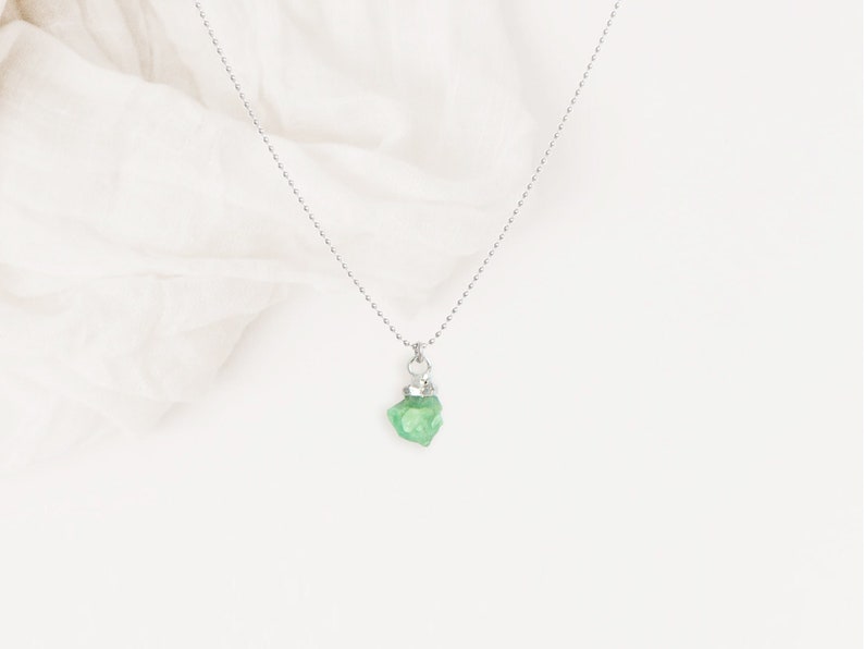 Birthstone MAY necklace silver raw gemstone EMERALD, boho style, Birthday Gift, Christmas Gifts, boho jewelery by renna deluxe image 10