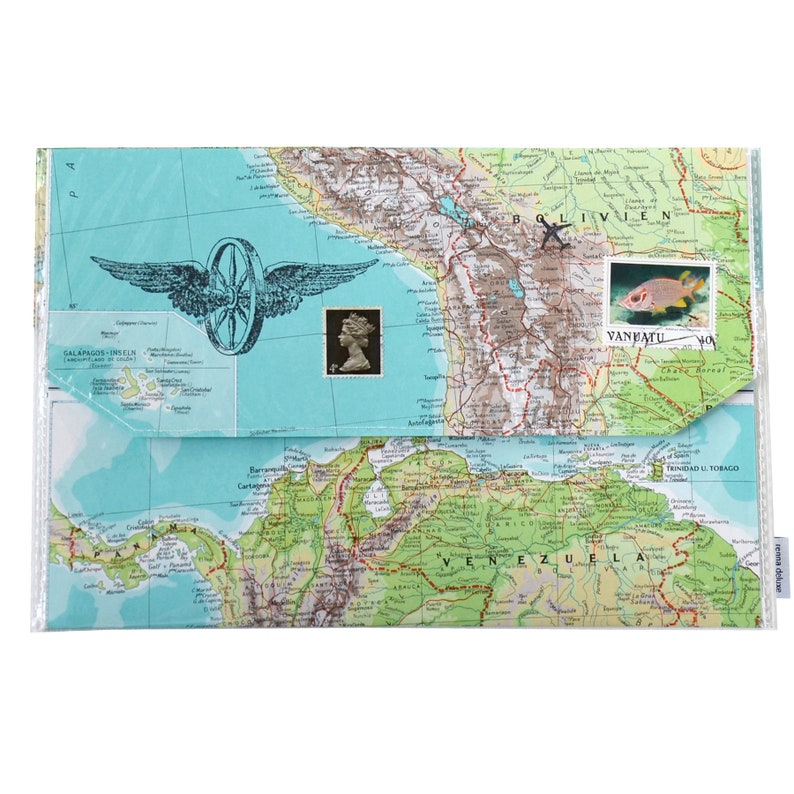 1 Kofferanhänger aus alten Landkarten von renna deluxe Large wallet / Etui