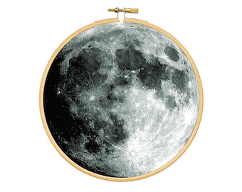 MOON full moon round picture wall decoration art under the stars embroidery hoop art by renna deluxe