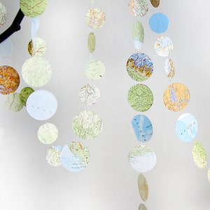 Paper Garland circles Atlas made of vintage maps Upcycling of old book by renna deluxe image 2