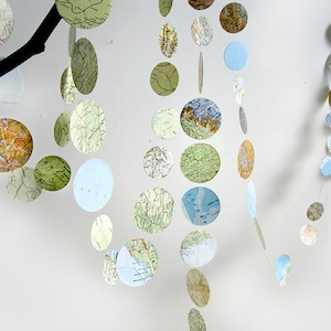 Paper Garland circles Atlas made of vintage maps Upcycling of old book by renna deluxe image 1