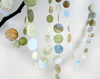 Paper Garland circles Atlas made of vintage maps Upcycling of old book by renna deluxe