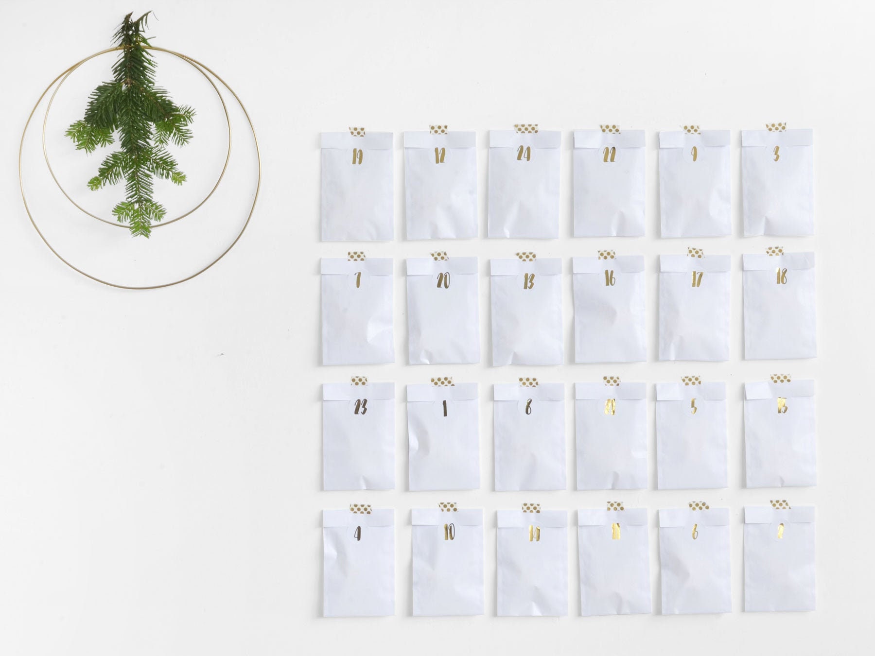 Advent calendar White GOLD metallic in minimal boho hygge Etsy