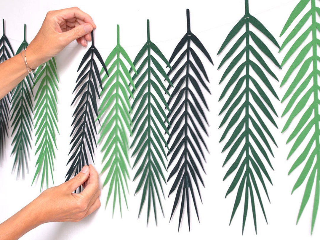 Palm Leaves Garland, Tropical Leaf, Paper Leaf, Party Decor, Home Decor