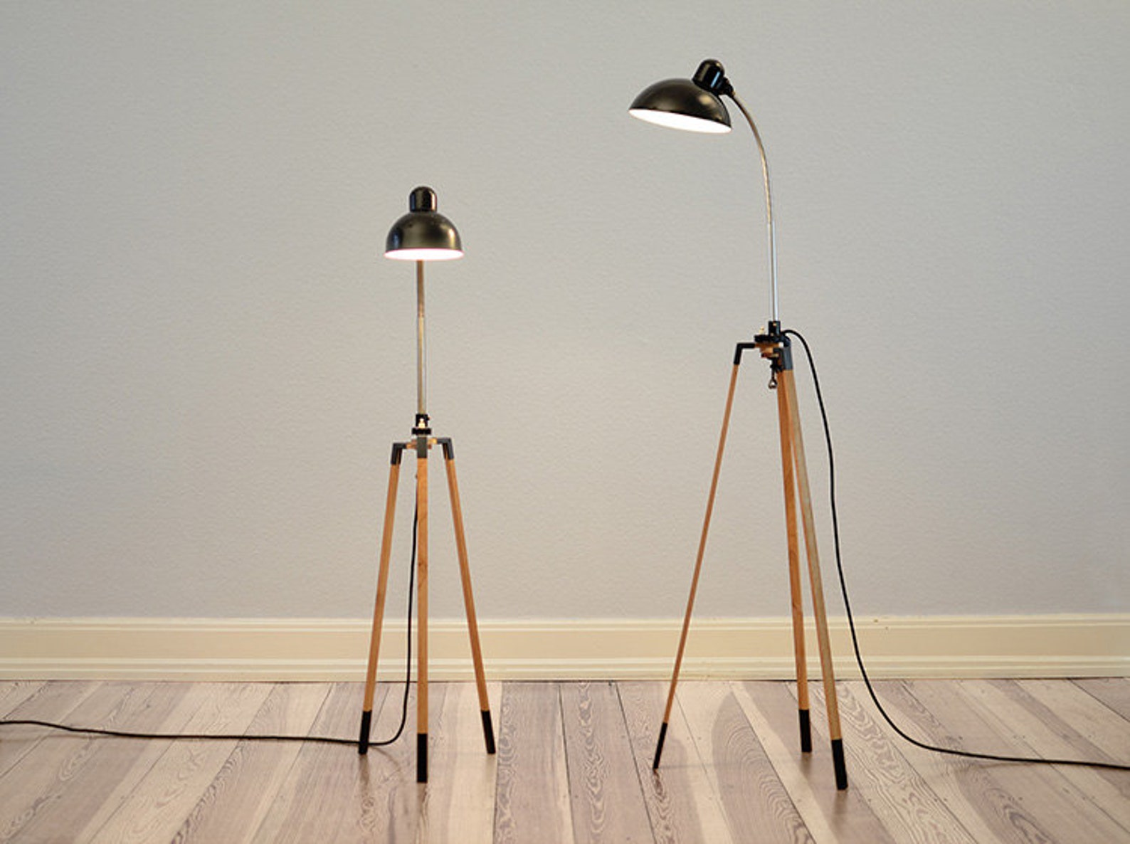 Tripod, Lamp Stand Made From Oak WITHOUT Vintage Clip Lamp Etsy