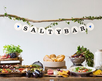 SALTYBAR banner, Wedding garland, decoration, Salty food buffet bunting for Wedding by renna deluxe