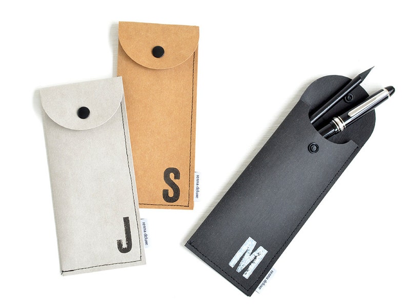 pencil case vegan personalized monogrammed minimal modern gift for him made by renna deluxe image 6