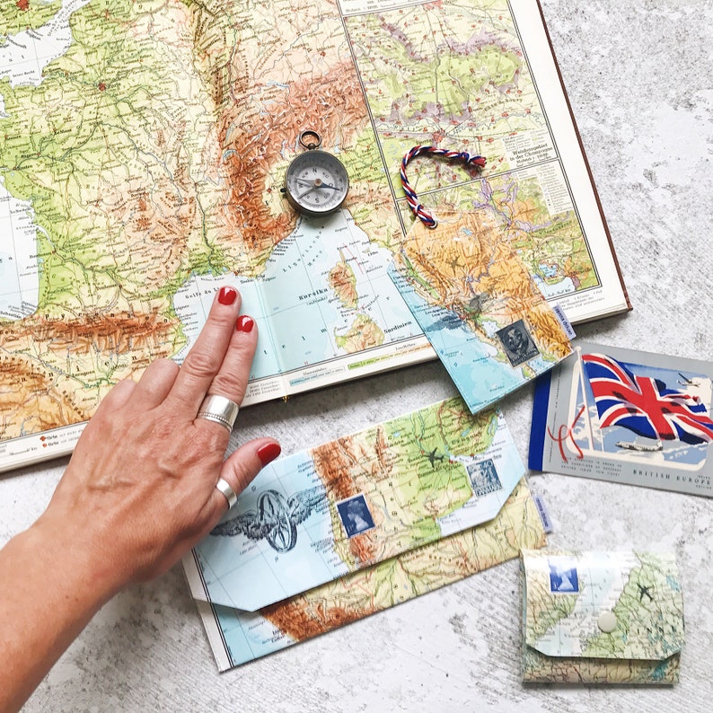 Travel Wallet for Passport Tickets Map Design Handmade From Etsy