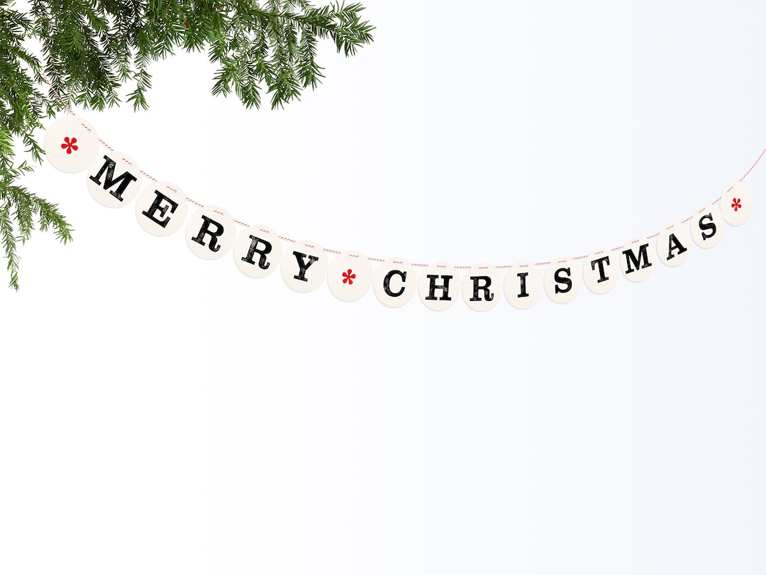 MERRY CHRISTMAS Banner Merry Christmas Garland Decoration by Renna ...