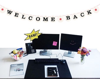 WELCOME BACK guirnalda, decoración bunting hecha a mano por renna deluxe