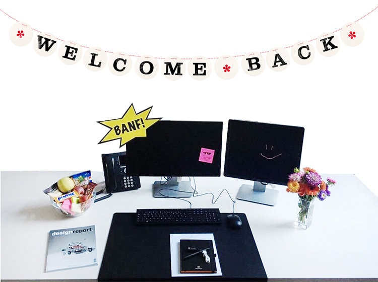 WELCOME BACK Garland, Bunting Decor Handmade by Renna Deluxe